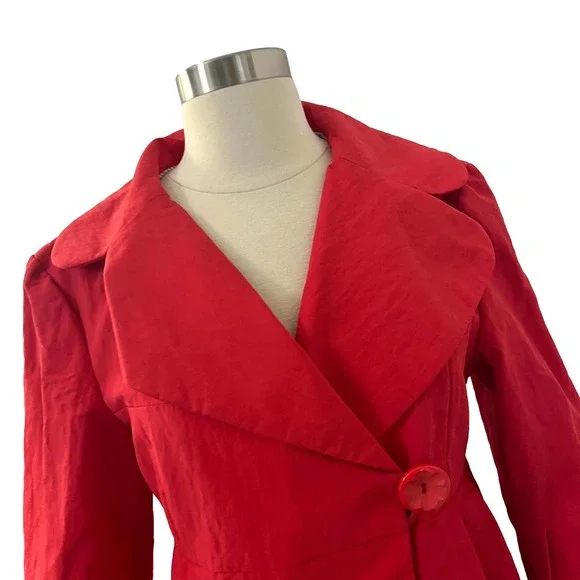 Nanette Lepore Red Button Front Jacket Size 6 EUC - Picture 2 of 12